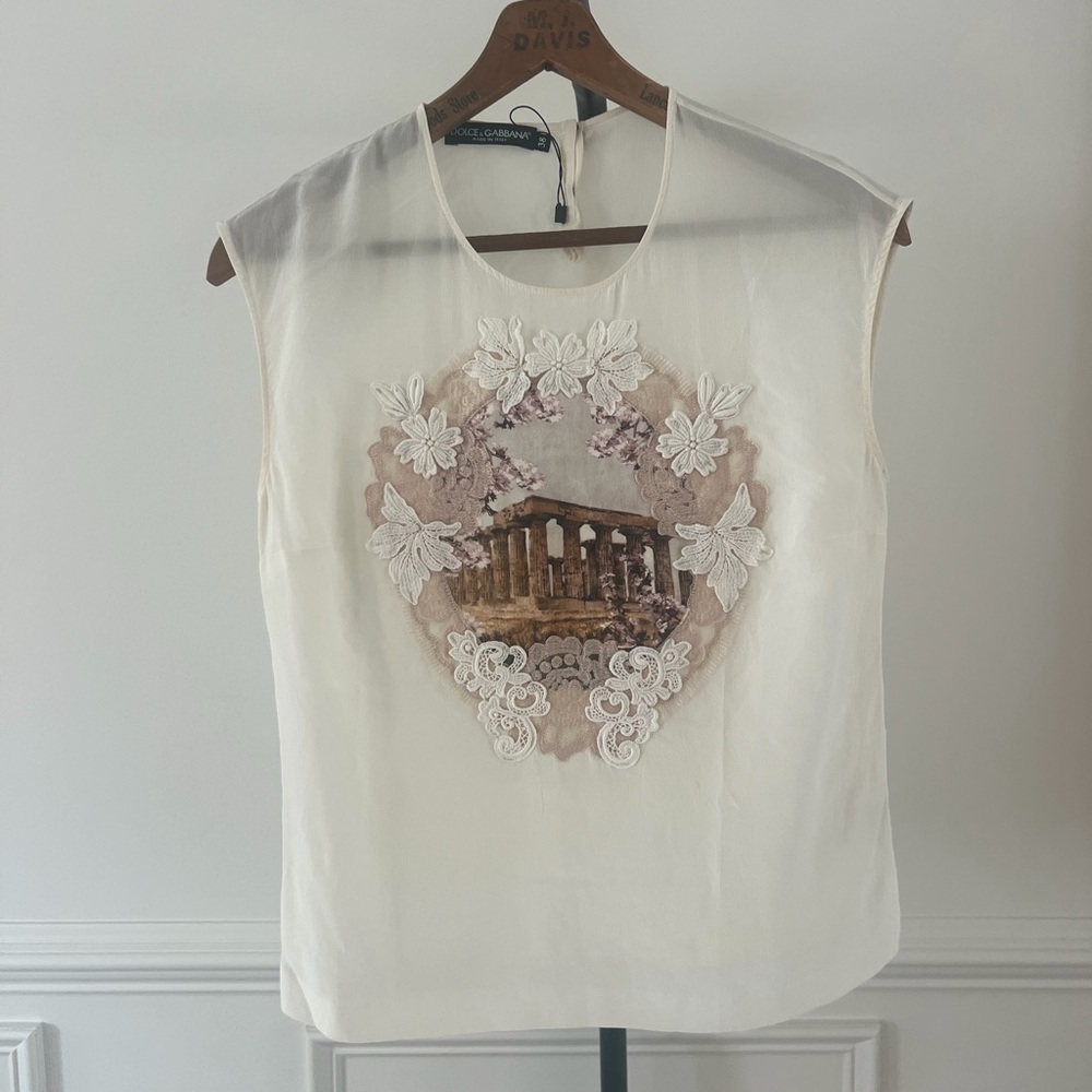 Dolce & Gabbana Cream Embroidered Blouse